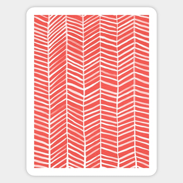 Herringbone Coral White Sticker by CatCoq